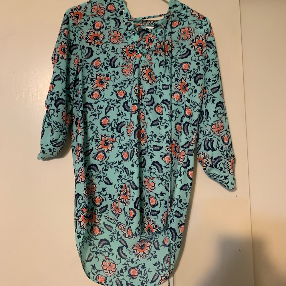 Floral blue shirt